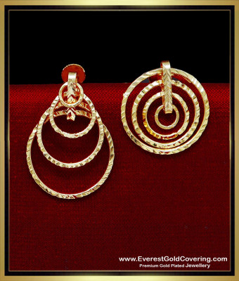 ERG2344 - Unique Gold Plated 2 In 1 Layered Stud Earring Designs