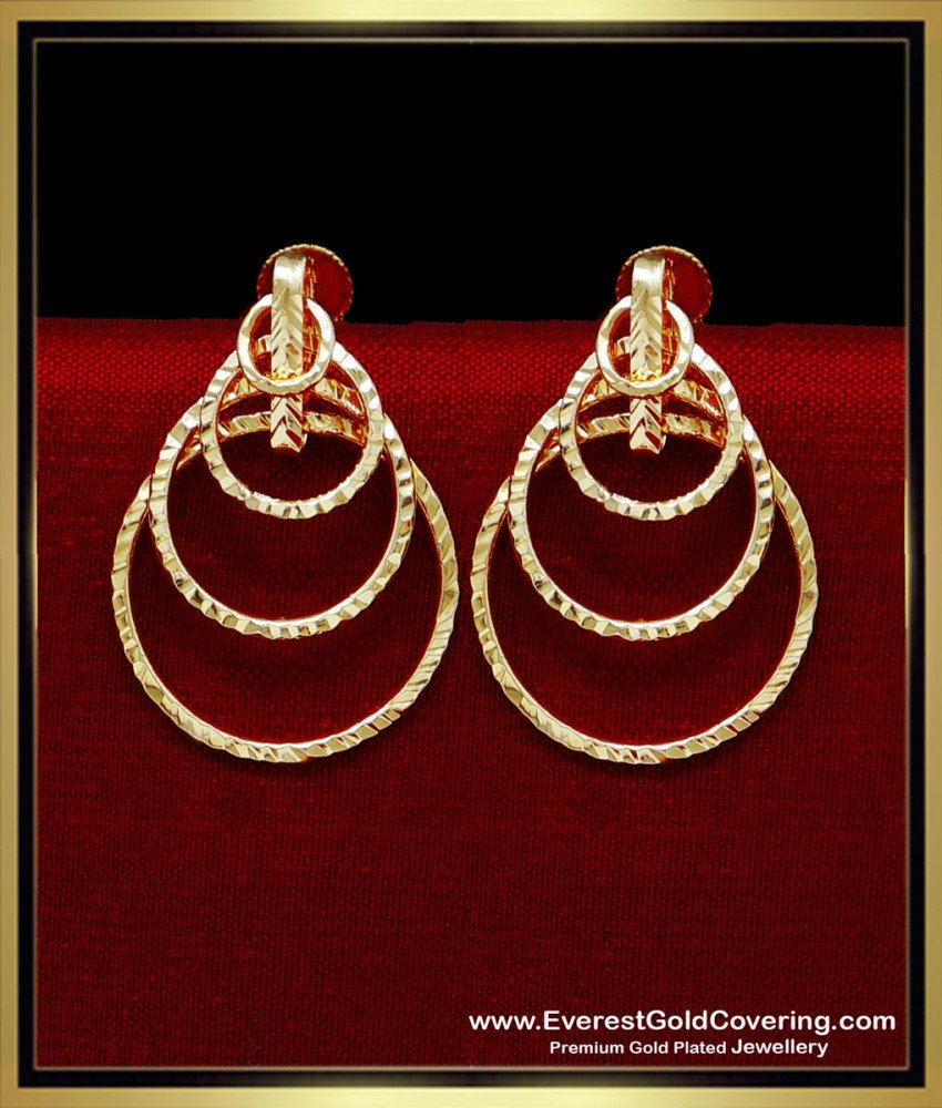 ERG2344 - Unique Gold Plated 2 In 1 Layered Stud Earring Designs