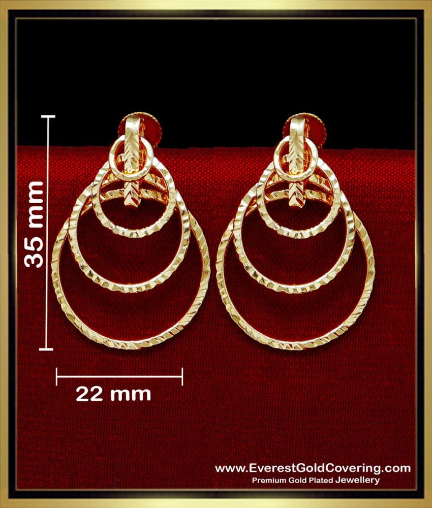 ERG2344 - Unique Gold Plated 2 In 1 Layered Stud Earring Designs
