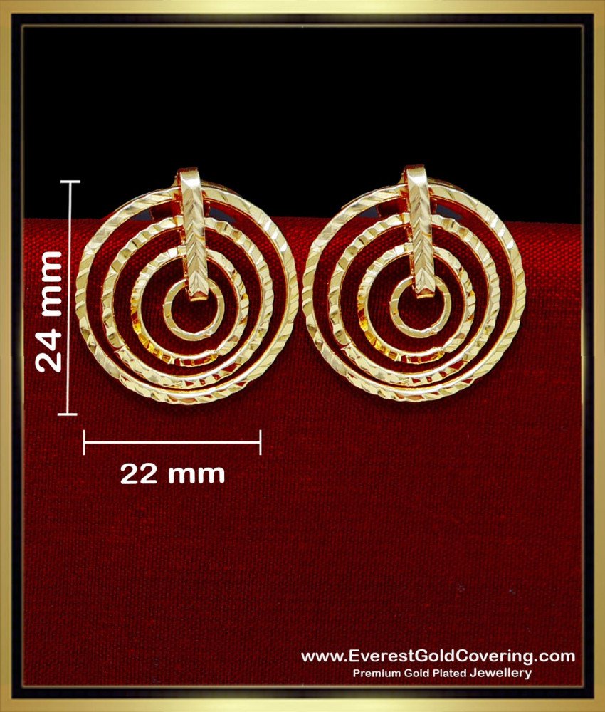 ERG2344 - Unique Gold Plated 2 In 1 Layered Stud Earring Designs