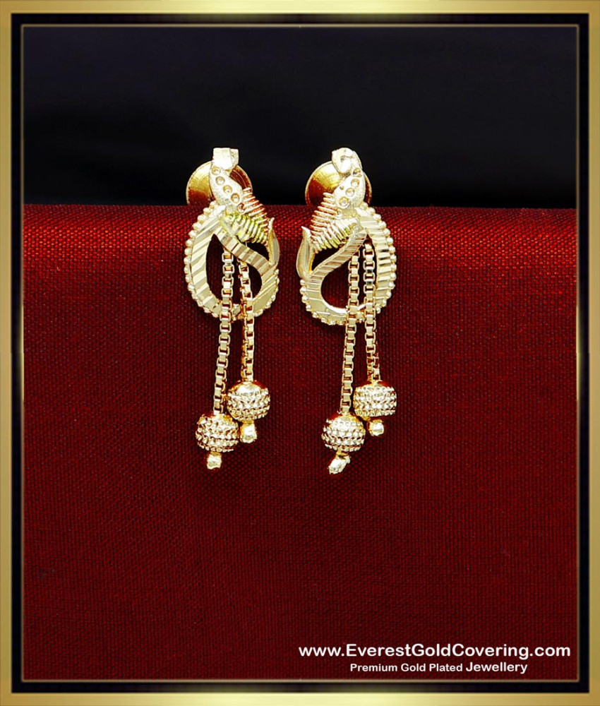 ERG2347 - Latest Peacock Design Gold Forming Daily Wear Earrings