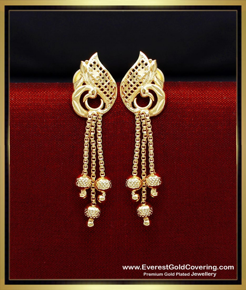 ERG2349 - Elegant Peacock Design Forming Gold Earrings Online