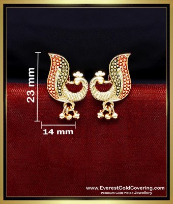 ERG2358 - Peacock Design Gold Forming Daily Wear Stud Earrings