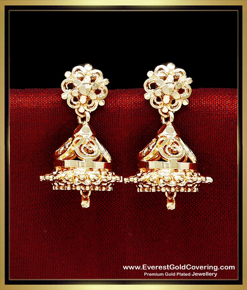 ERG2360 - Traditional Gold Covering Jhumka Earrings for Women