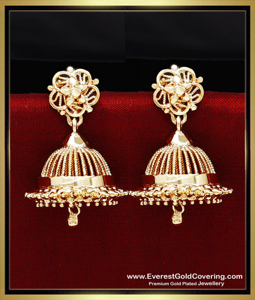 ERG2364 - South Indian Gold Plated Bridal Gold Jhumka Design  