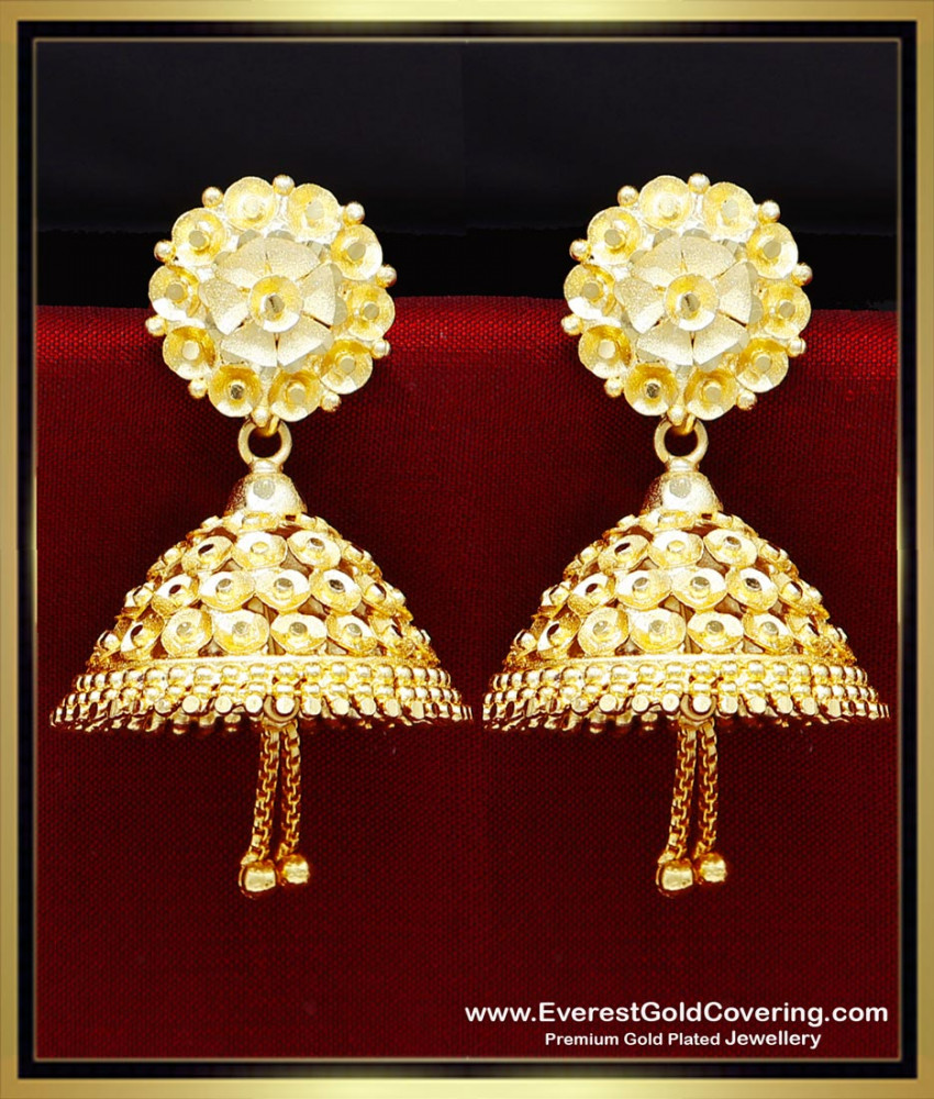ERG2366 - Beautiful 2 Gram Gold Heavy Jhumka Earrings for Wedding
