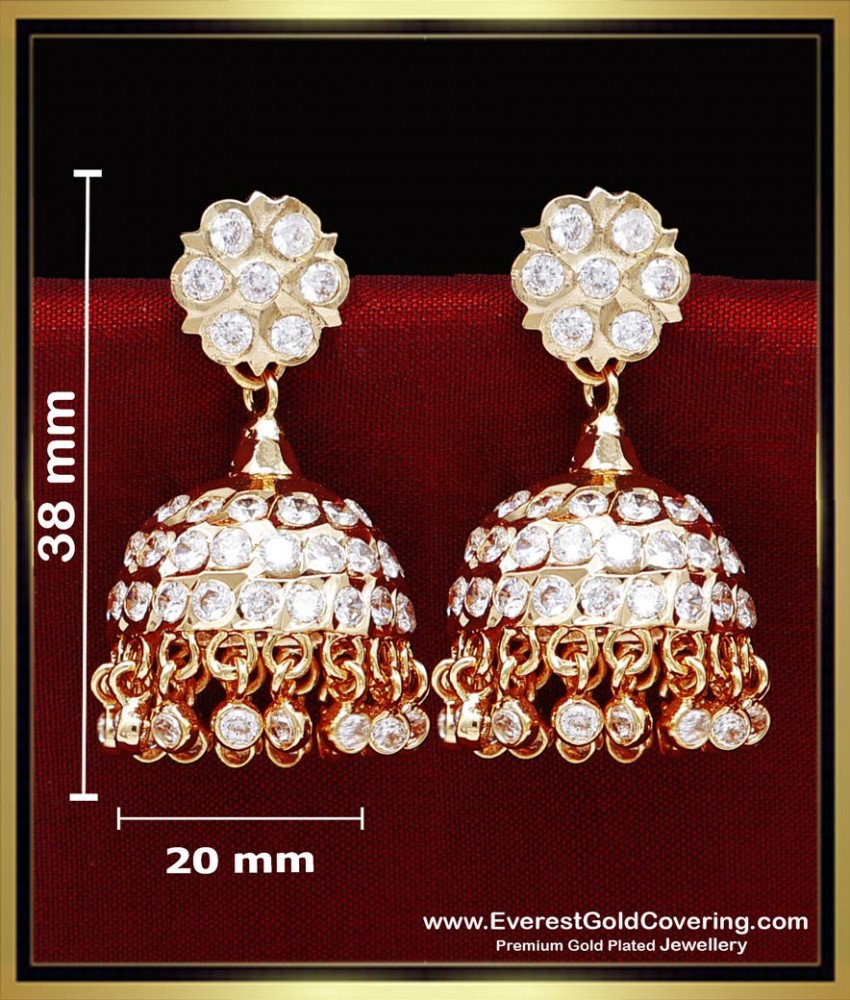 ERG2368 – Buy Impon White Stone South Indian Jhumkas Design
