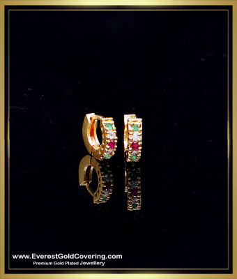 ERG2370 - Gold Plated Small Stone Hoop Earrings for Baby Girl