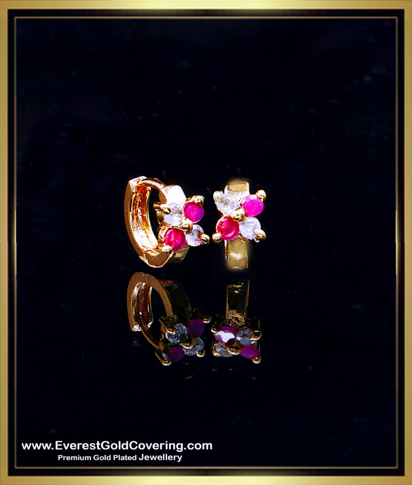 ERG2373 - Cute Small Size Daily Wear Hoop Earrings Gold Design