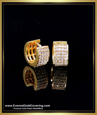 ERG2379 - Elegant White Stone Gold Plated Bali Earrings Online