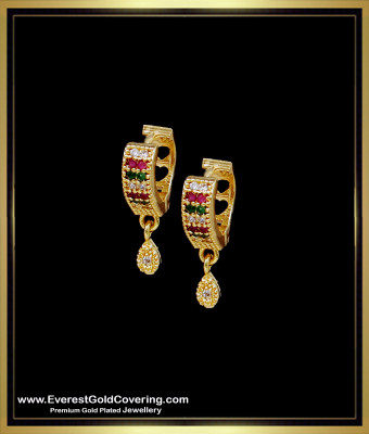 ERG2380 - 1 Gram Gold Stone Hoop Earrings Artificial for Daily Use