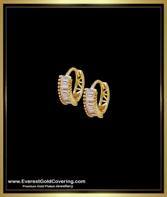 ERG2382 - Elegant White Stone Daily Wear New Gold Bali Design