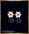 ERG2401 - Impon White and Ruby Stone Everyday Gold Stud Earrings