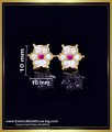 ERG2401 - Impon White and Ruby Stone Everyday Gold Stud Earrings