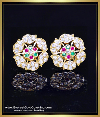 ERG2402 - Traditional Impon Multi Stone Stud Earrings for Women
