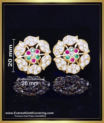 ERG2402 - Traditional Impon Multi Stone Stud Earrings for Women