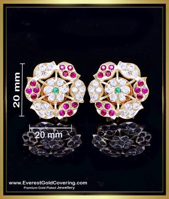 ERG2404 - Beautiful Impon White Stone Gold Stud Earrings for Women