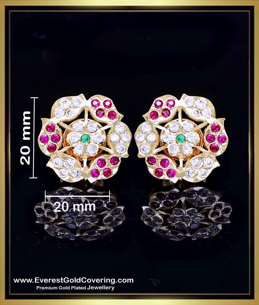 ERG2404 - Beautiful Impon White Stone Gold Stud Earrings for Women