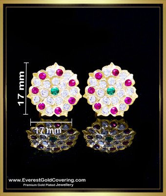 ERG2408 - Impon Everyday Stone Earrings Gold Old Model for Ladies