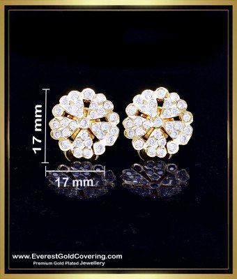 ERG2412 - Beautiful Flower Model White Stone Stud Earrings Design