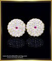 ERG2414 - New Round Shape White Stone Stud Earrings Gold Model