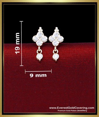 ERG2422 - Impon Small White Stone Gold Plated Earrings Daily Use