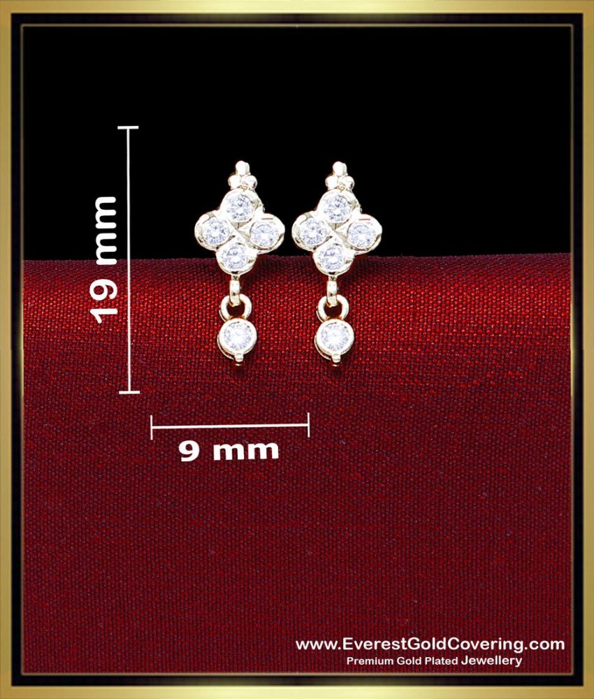 ERG2422 - Impon Small White Stone Gold Plated Earrings Daily Use