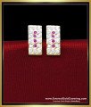 ERG2423 - Impon White and Ruby Latest Earrings Design Artificial