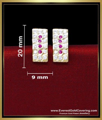 ERG2423 - Impon White and Ruby Latest Earrings Design Artificial