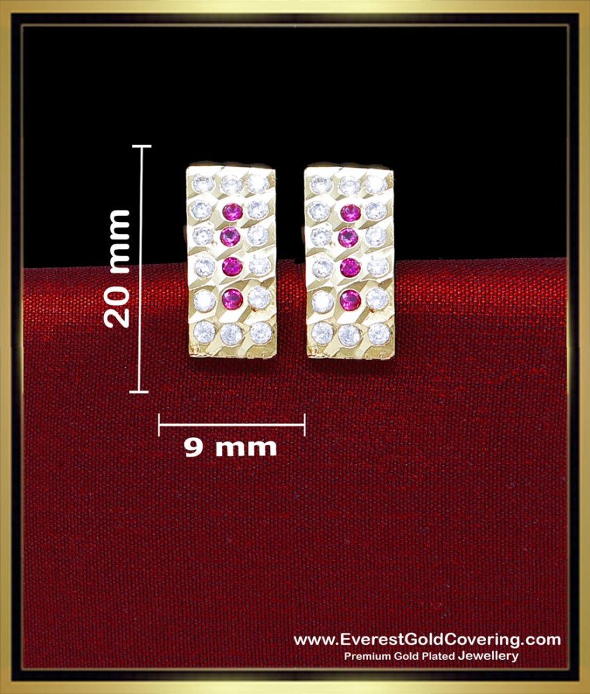 ERG2423 - Impon White and Ruby Latest Earrings Design Artificial
