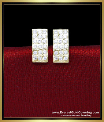 ERG2426 - Traditional Gold Model White Stone Stud Earrings Design