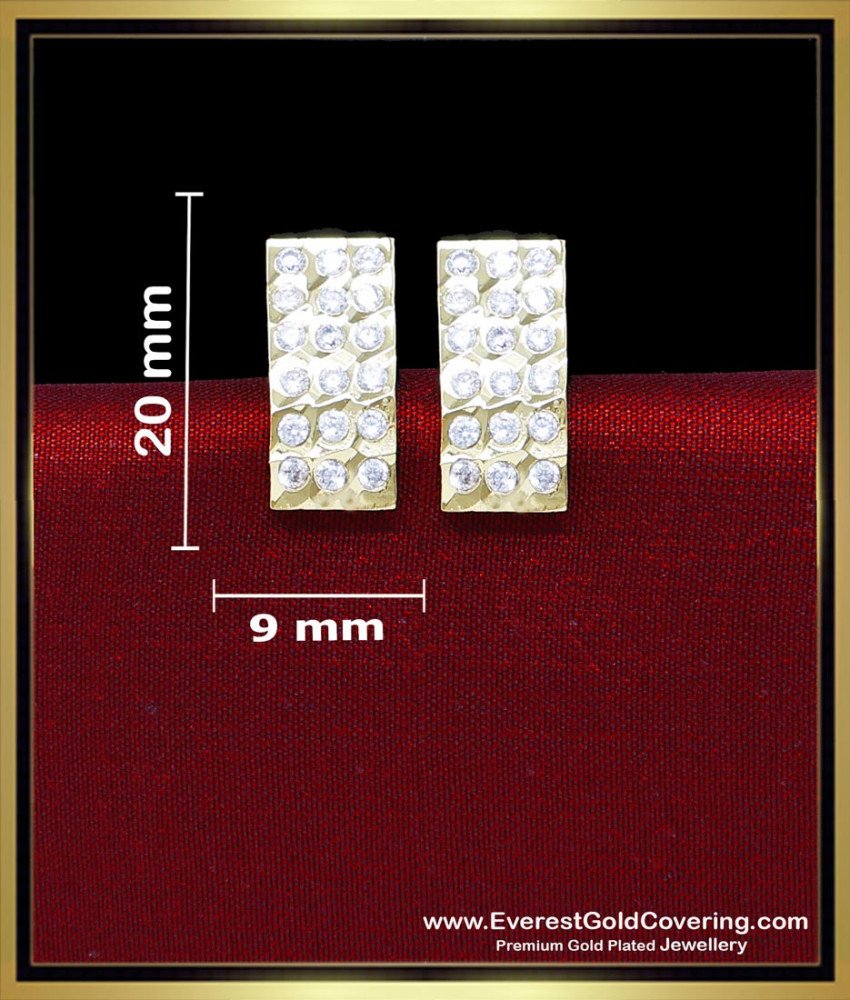 ERG2426 - Traditional Gold Model White Stone Stud Earrings Design