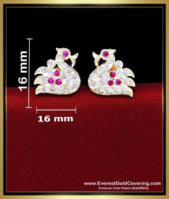 ERG2427 - Unique Gold Pattern Impon Swan Design Stud Earrings