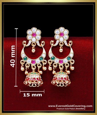 ERG2431 - New Model Impon Stone Chand Bali Earrings Gold Design