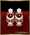 ERG2432 - Traditional Impon White Stone Chand Bali Earrings