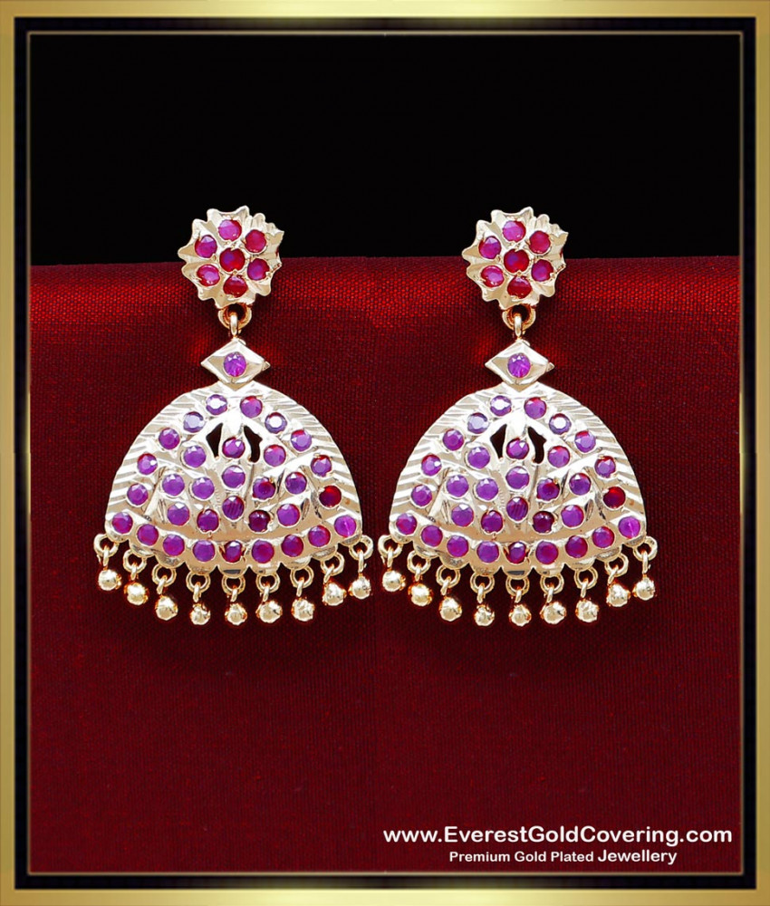 ERG2433 - Bridal Wear Impon Ruby Stone Earrings Set for Women