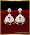 ERG2434 - Impon Jewellery White Ruby Stone Gold Plated Earrings