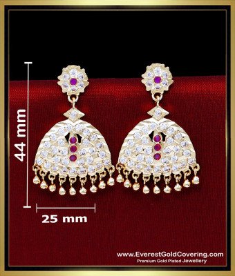 ERG2434 - Impon Jewellery White Ruby Stone Gold Plated Earrings