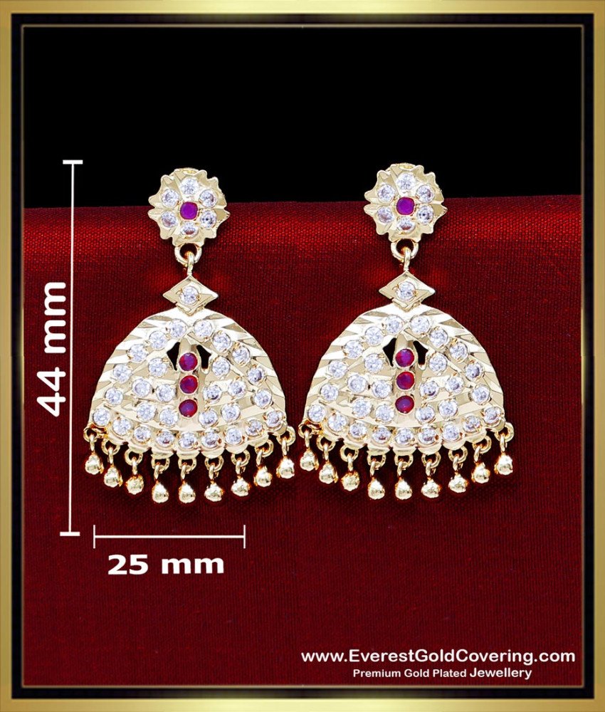 ERG2434 - Impon Jewellery White Ruby Stone Gold Plated Earrings