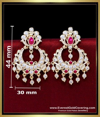 ERG2435 - Latest Impon Stone Chand Bali Earrings One Gram Gold