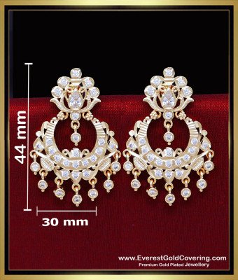 ERG2436 - Gold Model Impon White Stone New Chand Bali Earrings