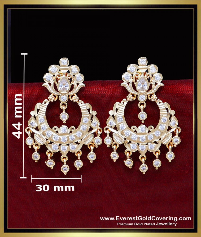 ERG2436 - Gold Model Impon White Stone New Chand Bali Earrings