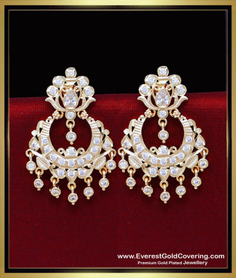 ERG2436 - Gold Model Impon White Stone New Chand Bali Earrings
