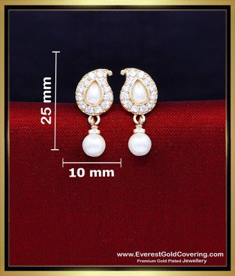 ERG2437 - First Quality White Stone with Pearl Ear Studs Artificial