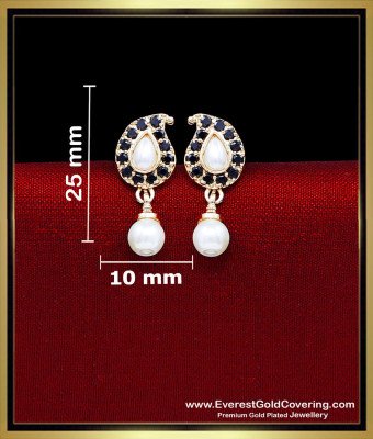 ERG2438 - Unique Black Stone With Pearl Stud Earrings for Women