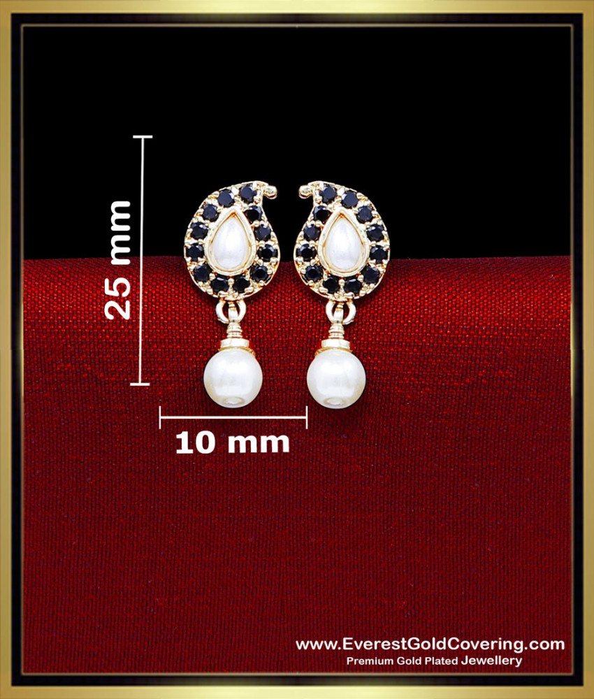 ERG2438 - Unique Black Stone With Pearl Stud Earrings for Women