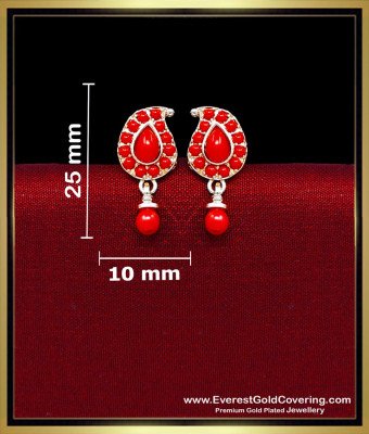 ERG2439 - New Mango Design Red Coral Ear Stud Earrings for Women