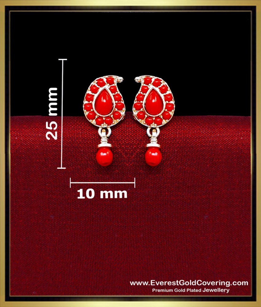 ERG2439 - New Mango Design Red Coral Ear Stud Earrings for Women
