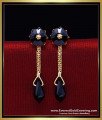 ERG2440 - New Black Stone with Crystal Long Gold Plated Earrings