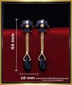 ERG2440 - New Black Stone with Crystal Long Gold Plated Earrings